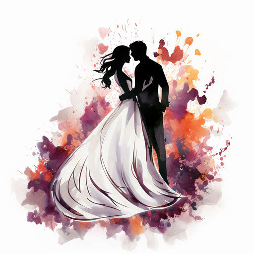 Wedding card clipart in the style of Chiaroscuro Art