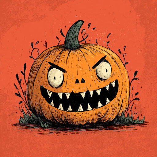 Halloween pumpkin with a humorous and expressive face