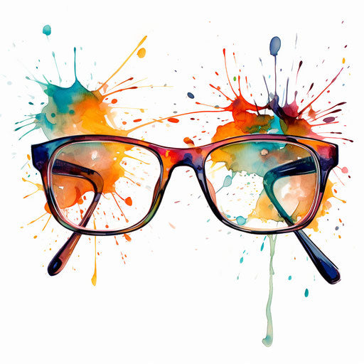 Glasses clipart in the style of Impressionistic Art, on white background