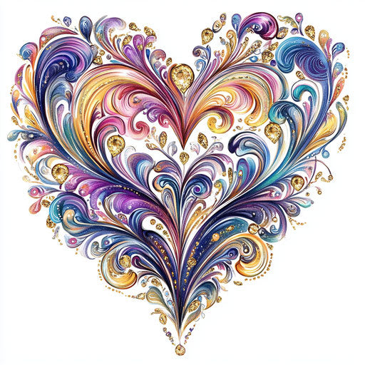 Clipart of heart-shaped designs with dreamy watercolors