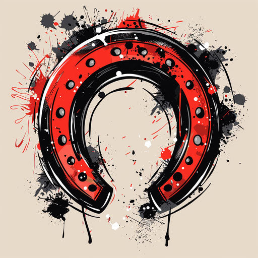 Retro pop art horseshoe tattoo sketch with bold dots