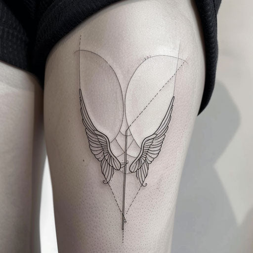 Minimalist line tattoo of Hermes' winged sandals