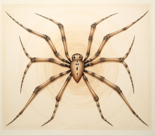 Spider and legs drawn, m42 style, symmetrical, carving