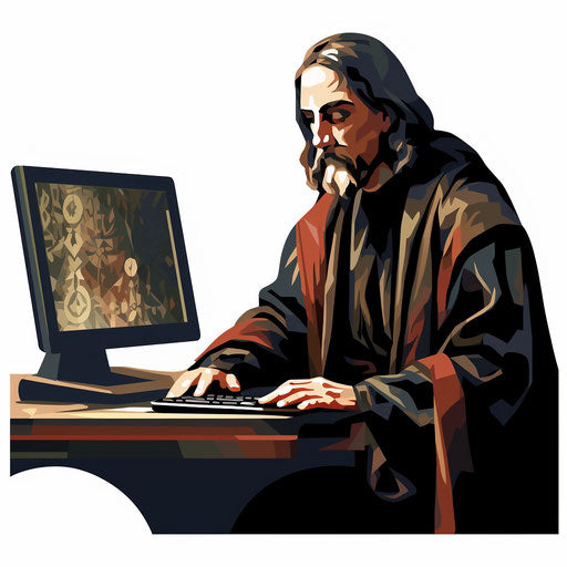 PC clipart in the style of Chiaroscuro Art, on white background