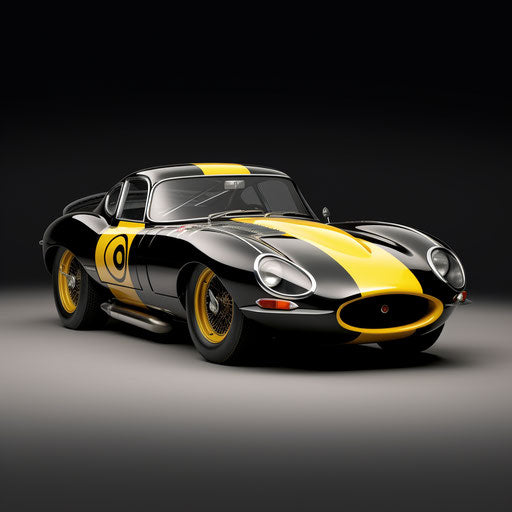 Jaguar E Type Car Racing Stripes