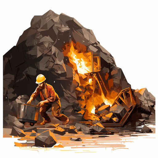 Mining clipart in the style of Chiaroscuro Art, on white background