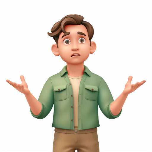 Attractive man in green shirt shrugging shoulders