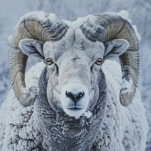 Bighorn sheep in a frosty winter landscape