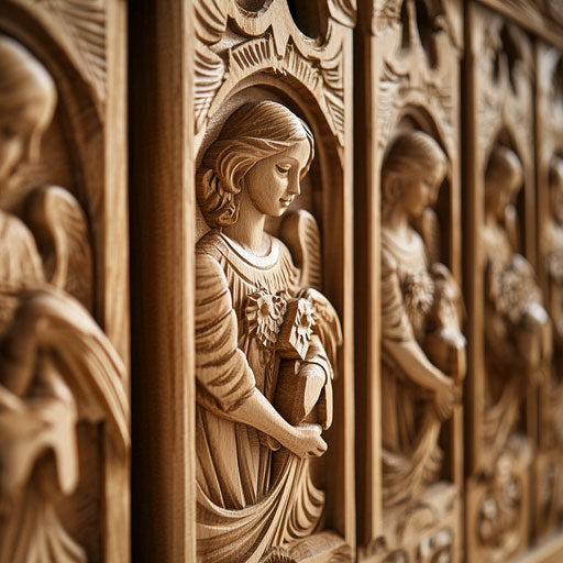 Wooden Christmas advent calendar with carved angels