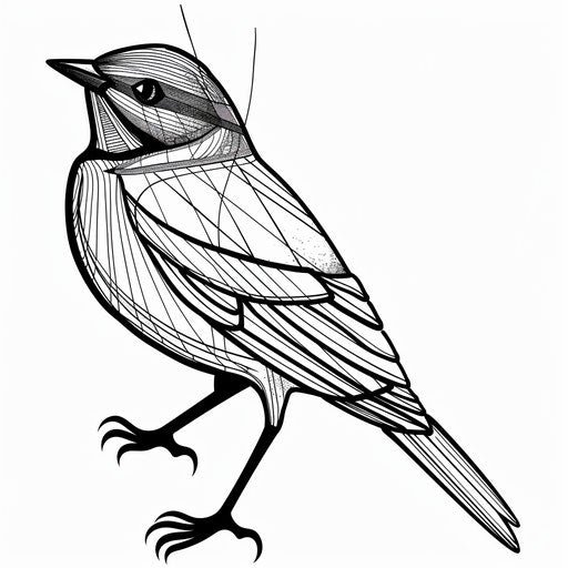 Minimalist and bold blackbird tattoo sketch