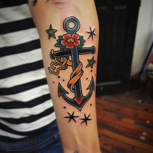 Inspiring tattoos with sailor motifs, in the style of Sailor Jerry