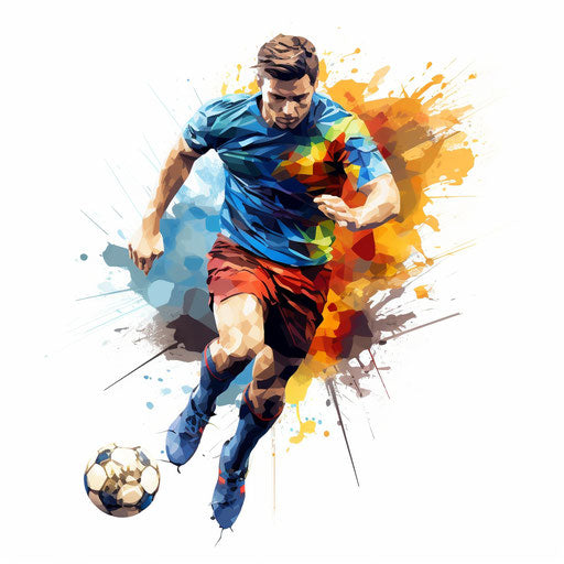 Soccer clipart in the style of Oil painting, on a white background
