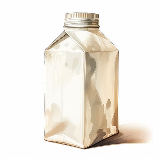 Milk carton clipart in the style of oil painting, on a white background
