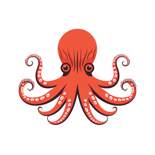 Octopus clipart in the style of Minimalist on white background