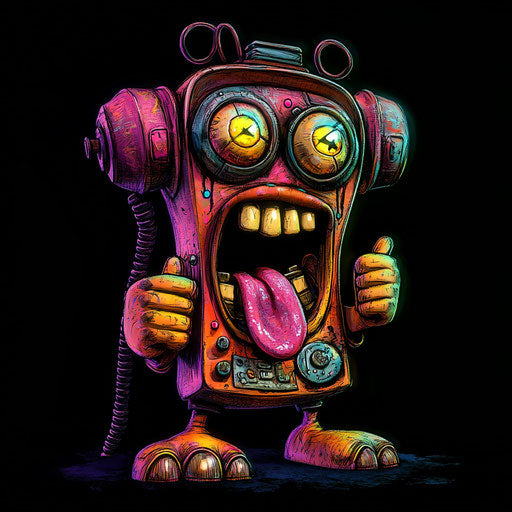 Humorous caricature of a telephone clipart with human characteristics