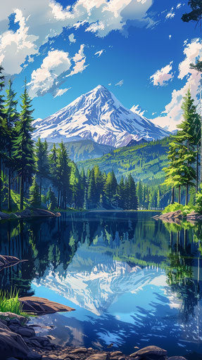 Trillium Lake on Mount Hood in summer