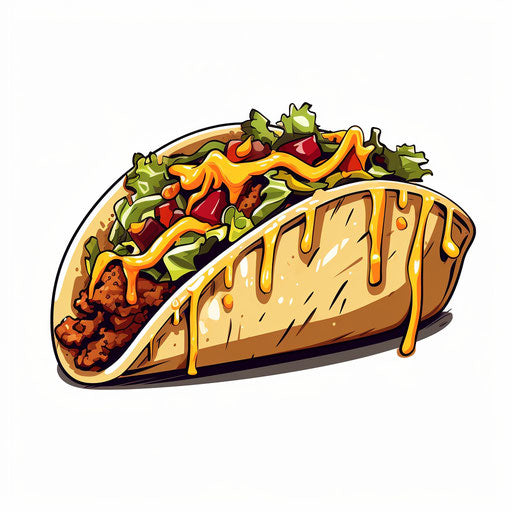 Taco clipart in the style of Chiaroscuro Art, on a white background