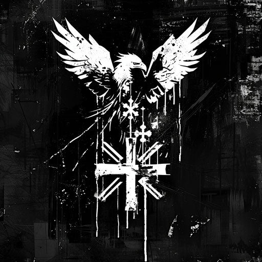Eagle and crosses, monochromatic chaos inspired tenebrism