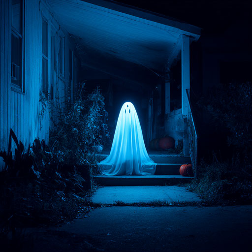 Eerie apparition with a ghostly blue glow