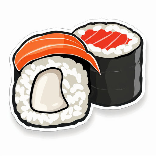 Two sushi on white background with sticker effect