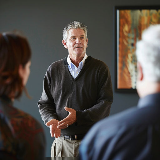 Executive coaching session with a powerful leadership message