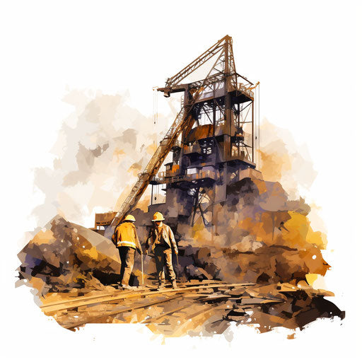 Mining clipart in the style of Oil painting, on a white background