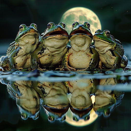 Nocturnal symphony of frogs under the full moon