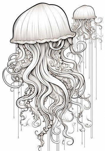 Fascinating image of jellyfish in captivating aggressive cybermysticsteampunk quilting style