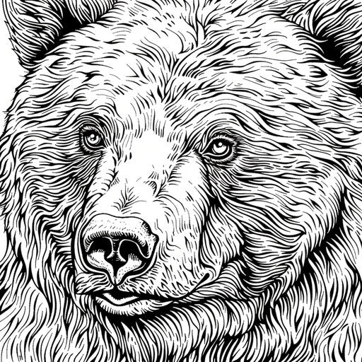 Expressive face of a brown bear