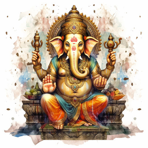 Ganesh clipart in the style of Oil painting, on a white background