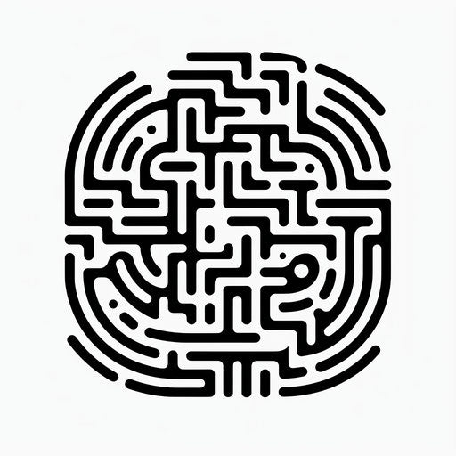 Minimalist maze clipart on white background