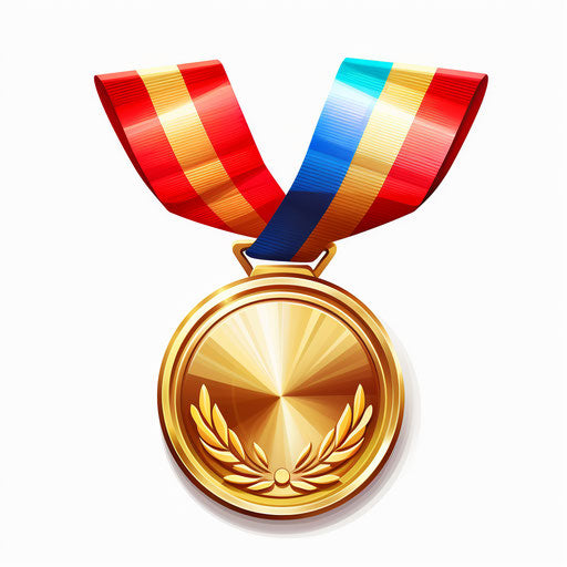 Medal clipart in the style of oil painting, on white background
