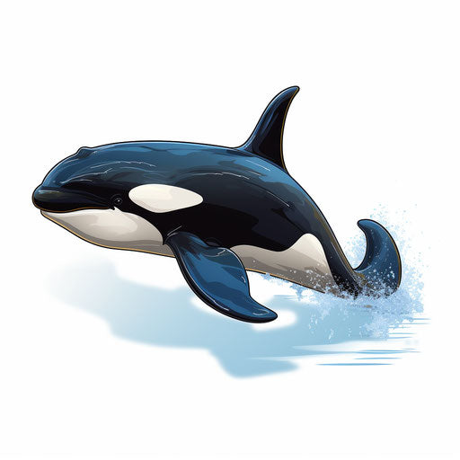 Orca clipart in the style of Chiaroscuro Art, on a white background