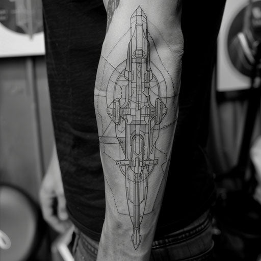 Simple tattoos for men of a spaceship