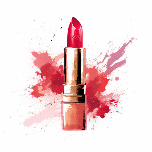 Lipstick illustration in the style of Impressionistic Art, on a white background