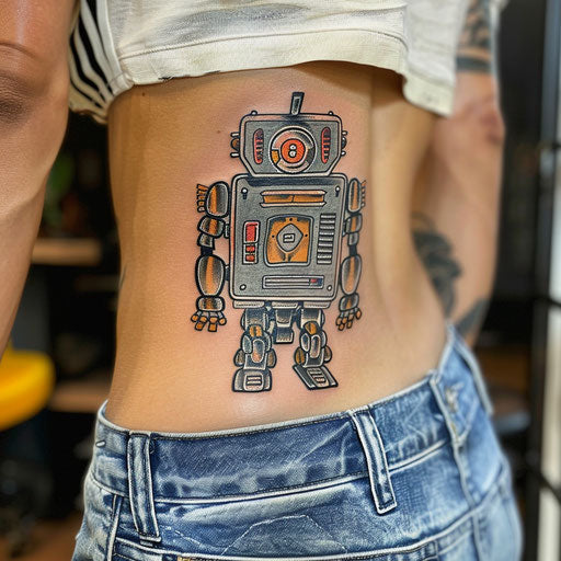 Robot lower back tattoo, Humberto Ramos style
