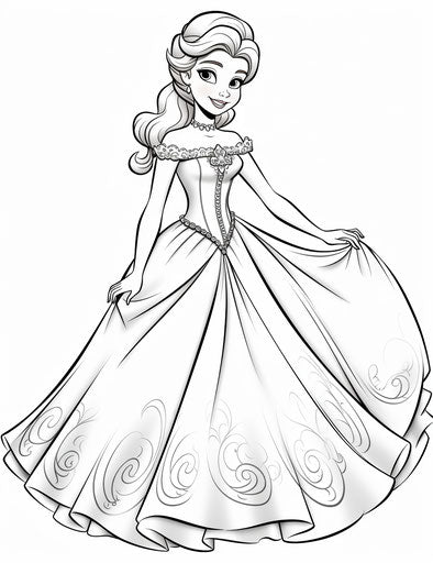 Princess coloring pages for children free: comic ballet