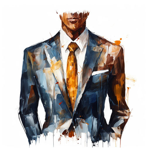 Suit clipart in the style of Oil painting, on a white background