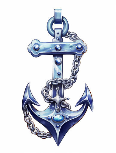 Nautical Anchor Tattoo Design for Men and Women, Sea Shark or Fishing Anchor