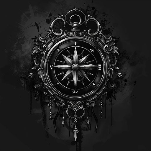 Gothic tattoo sketch of a Viking compass