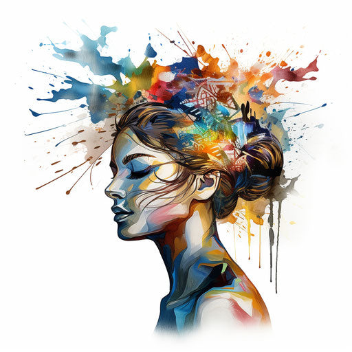 Mental illustration in Oil painting style on white