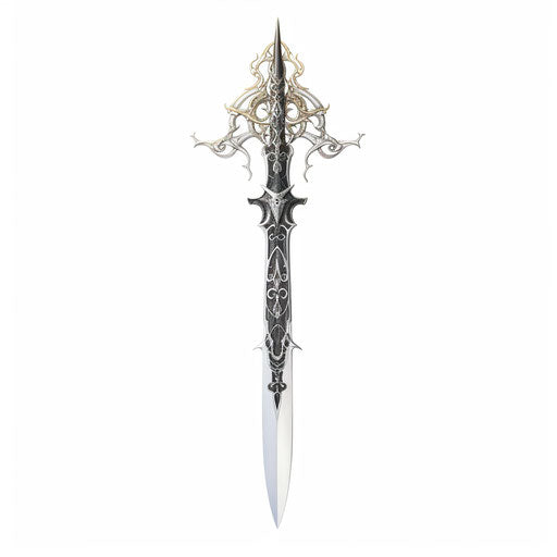 Sword drawing on white background, in kinetic sculptor style