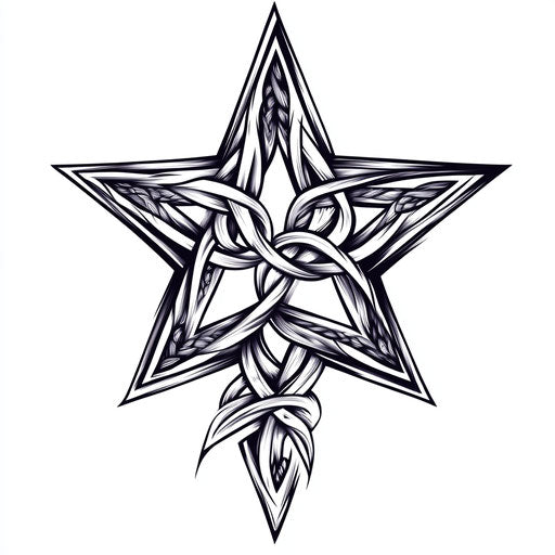 Beautiful Celtic knot star tattoo on hand, clipart style