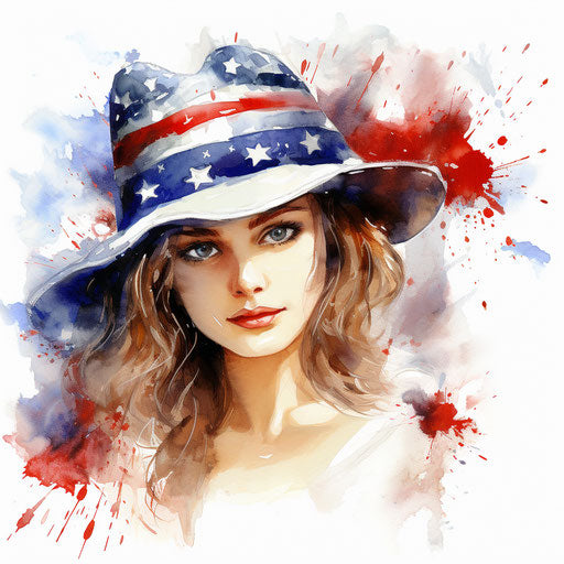 Free Fourth of July clipart images in the style of Oil painting on a white background