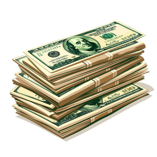 Money clipart in photo realistic style with flat white background, modern design and vibrant colors