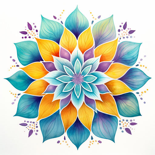 Painted mandala flower with bold and vibrant colors