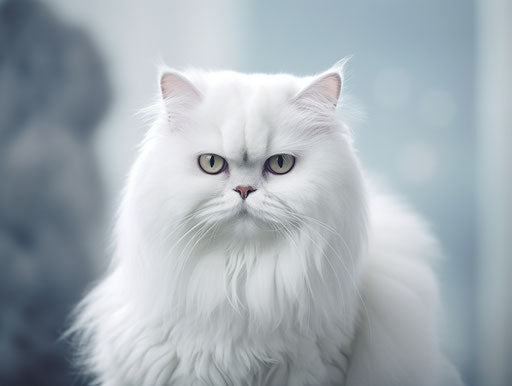 A white cat looking at someone