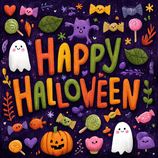 Cheerful Halloween Illustration with Spooky Elements