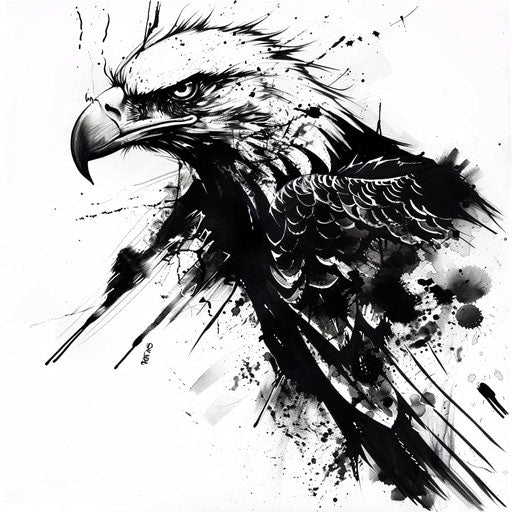 Modern abstract eagle tattoo with ink and brushstroke