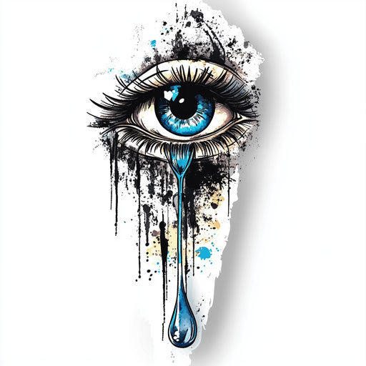 Tear Drop Eye Tattoo on White Arm